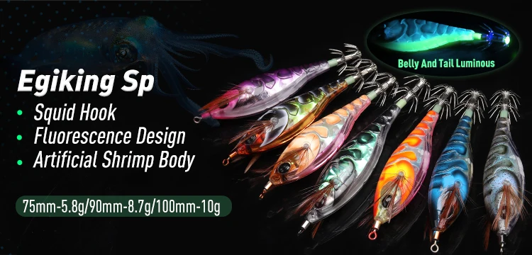 Kingdom 6pcs EGI Squid Bait Set 2.2# 2.5# 3.0# Artificial Jigging Lures Sea Fishing Octopus Cuttlefish Luminous Sinking Fishing