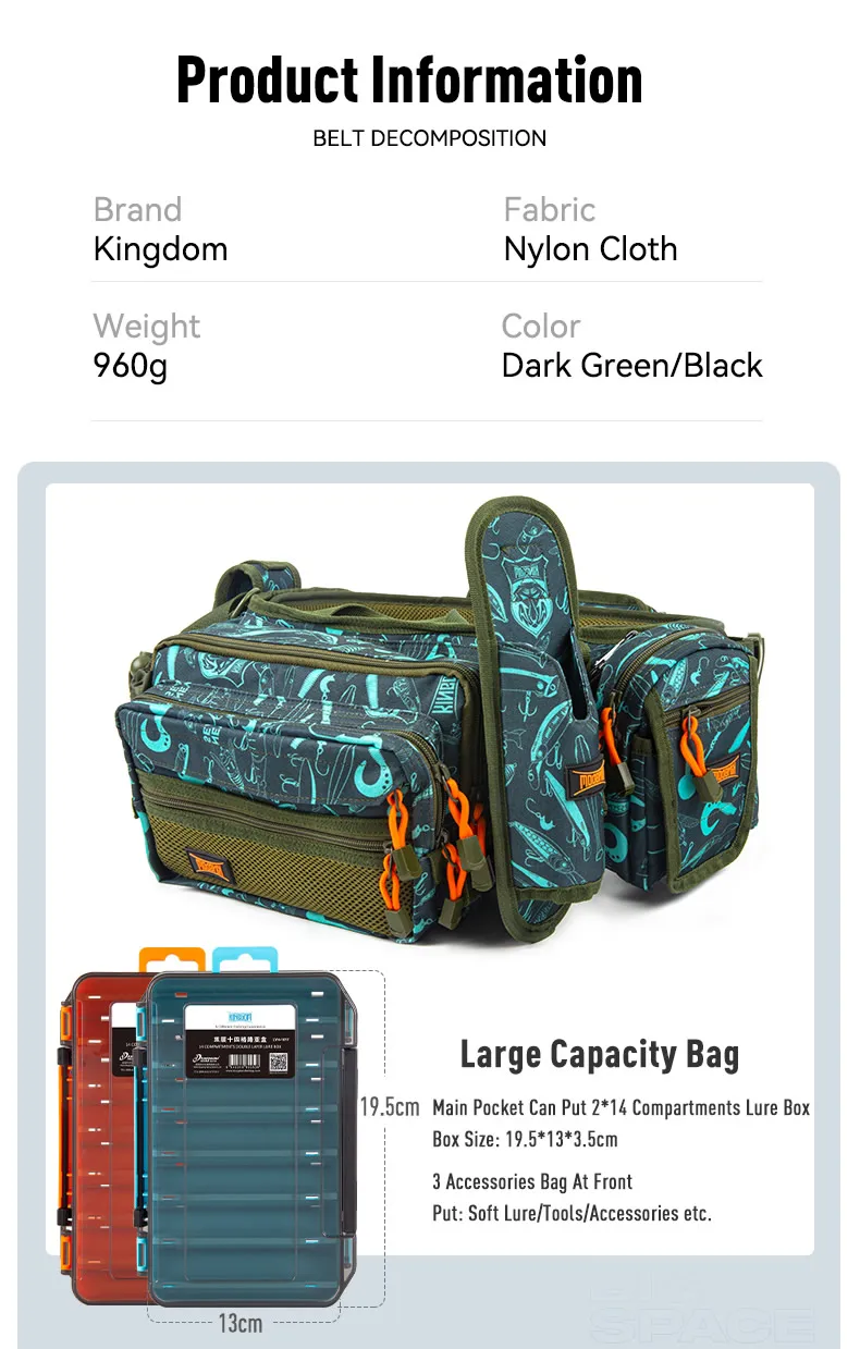 Kingdom Multifunctional Lure Fishing Belt 27x18x13cm Fishing Waist Pack Fishing Lures Gear Storage Bag Outdoor Sports Tackle Bag Kingdom Multifunctional Lure Fishing Belt 27x18x13cm Fishing Waist Pack Fishing Lures Gear Storage Bag Outdoor Sports Tackle Bag