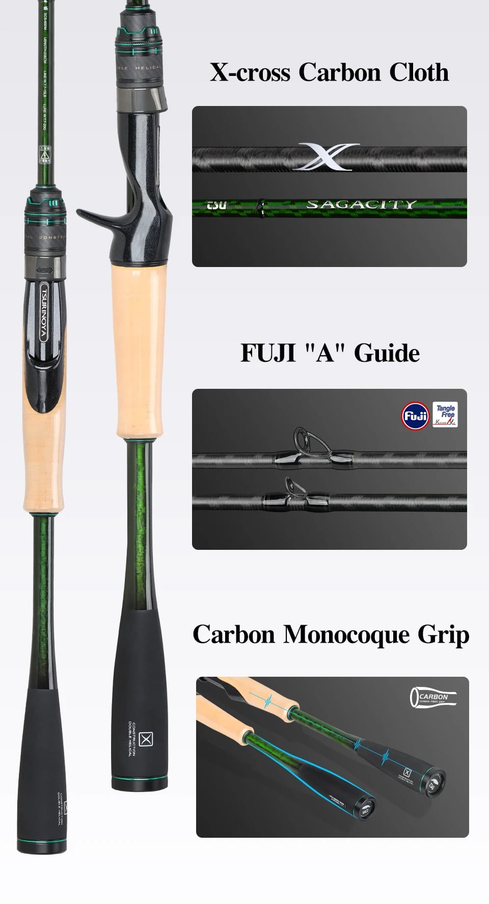 TSURINOYA F Action L ML M MH SAGACITY Race Bass Fishing Rod FUJI Guide Rings 1.96m 2.03m 2.06m 2Section Spinning Casting Carbon TSURINOYA F Action L ML M MH SAGACITY Race Bass Fishing Rod FUJI Guide Rings 1.96m 2.03m 2.06m 2Section Spinning Casting Carbon