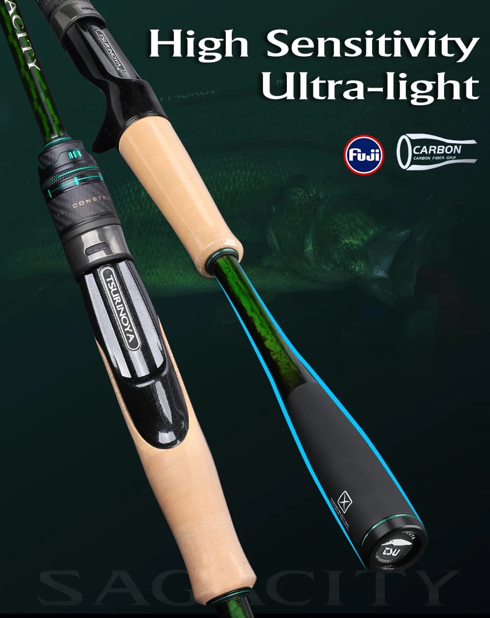 TSURINOYA F Action L ML M MH SAGACITY Race Bass Fishing Rod FUJI Guide Rings 1.96m 2.03m 2.06m 2Section Spinning Casting Carbon TSURINOYA F Action L ML M MH SAGACITY Race Bass Fishing Rod FUJI Guide Rings 1.96m 2.03m 2.06m 2Section Spinning Casting Carbon