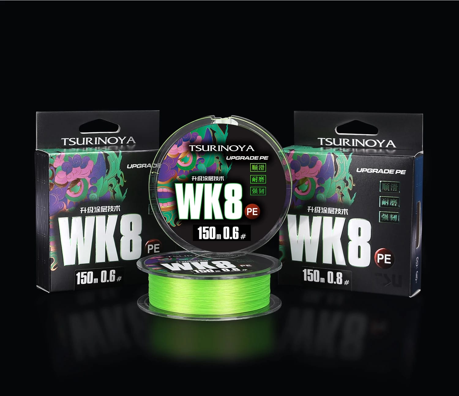 TSURINOYA 150M 8 Strand PE Fishing Line WK8 Long Casting 8 Weaves Braided Saltwater Smooth Multifilament Line 14-50LB Wire Carp