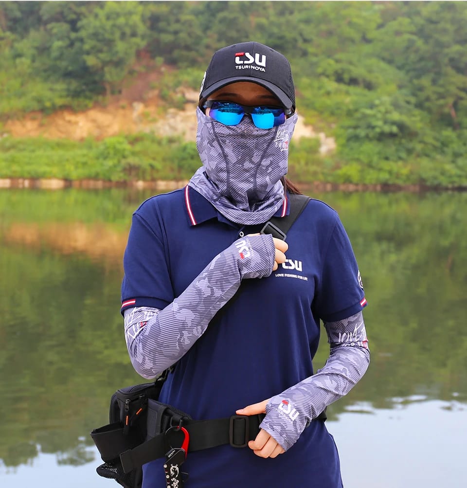 TSURINOYA Head Neck Arm Sun Protector UV Protection Fishing Mask Breathable High Elasticity Quick Dry Protective Arm Sleeve
