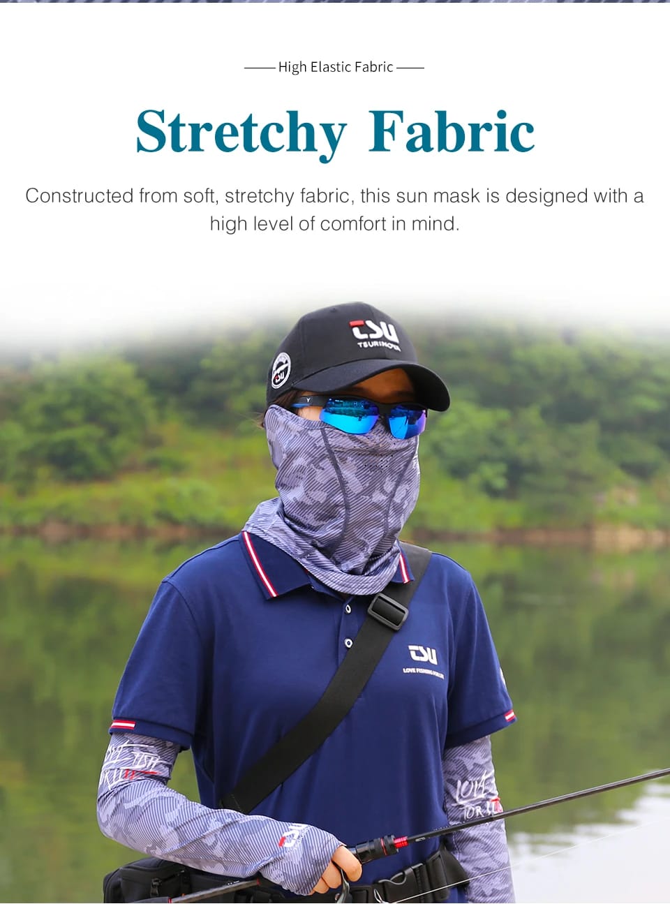 TSURINOYA Head Neck Arm Sun Protector UV Protection Fishing Mask Breathable High Elasticity Quick Dry Protective Arm Sleeve
