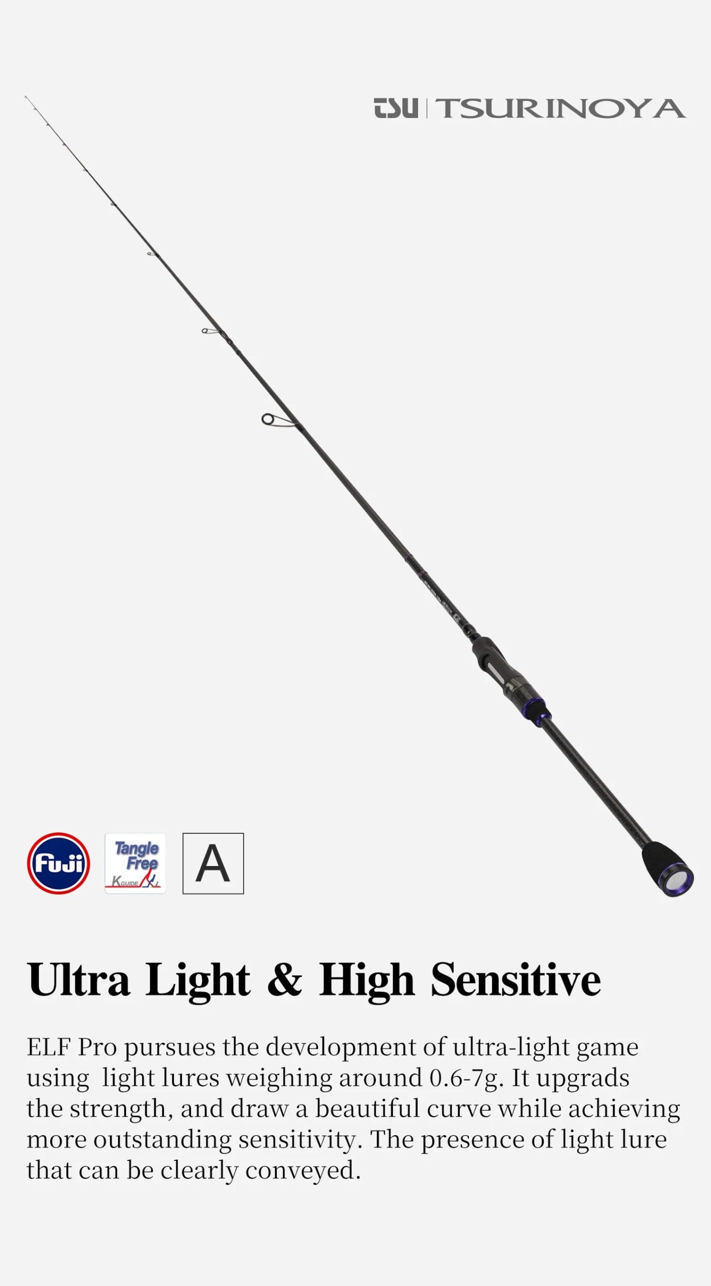 TSURINOYA NEW Ultralight AJING Fishing Rod ELF PRO S752UL C752UL  2.26m 2 Secs ROCKFISH Lure 0.6-7g Casting Spinning Fishing Rod