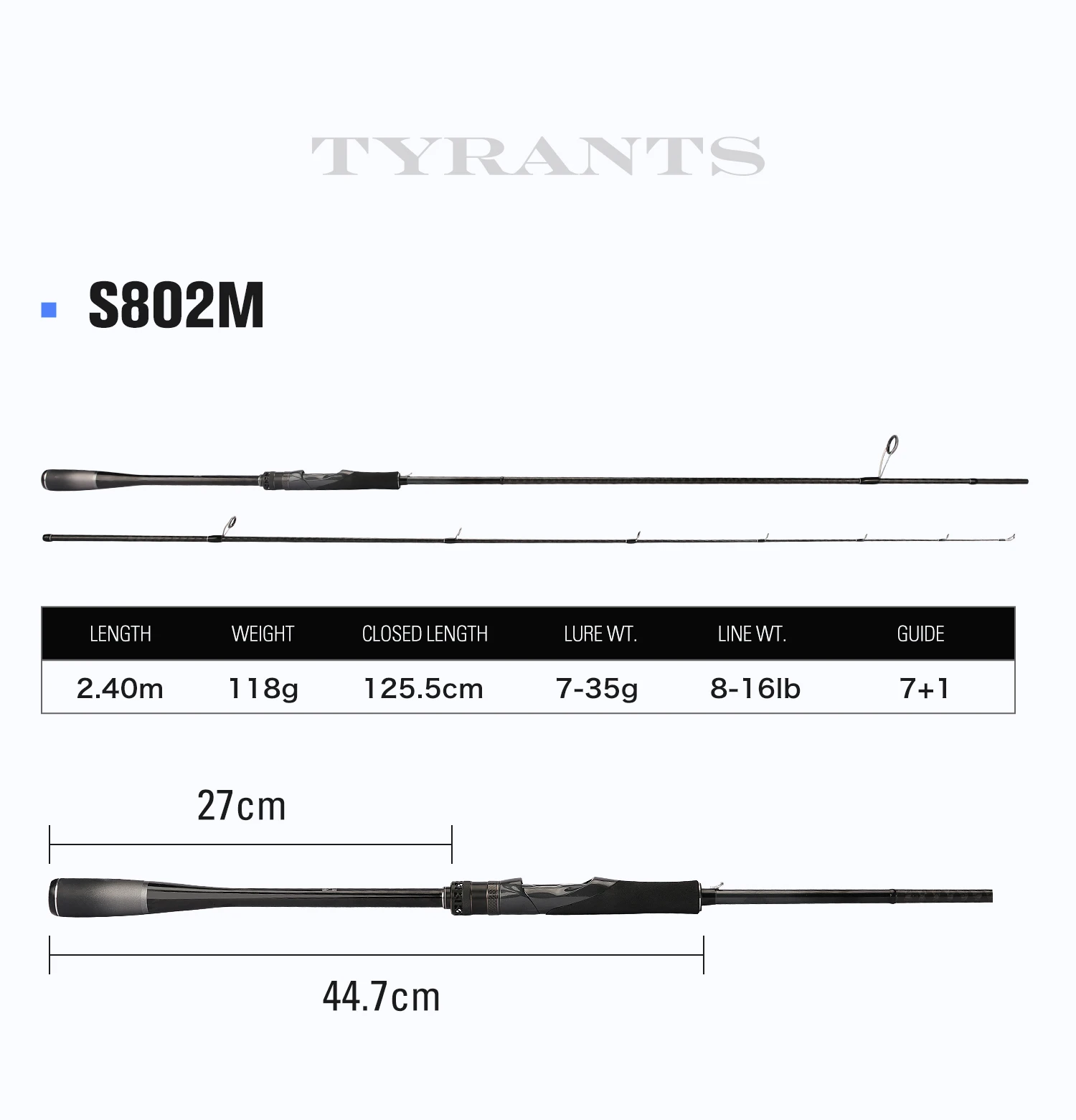 TSURINOYA Inshore Spinning Rod TYRANTS S802M S902M S962M S962MH 2 Section Carbon Fishing Rod High Strength Seabass Barracuda