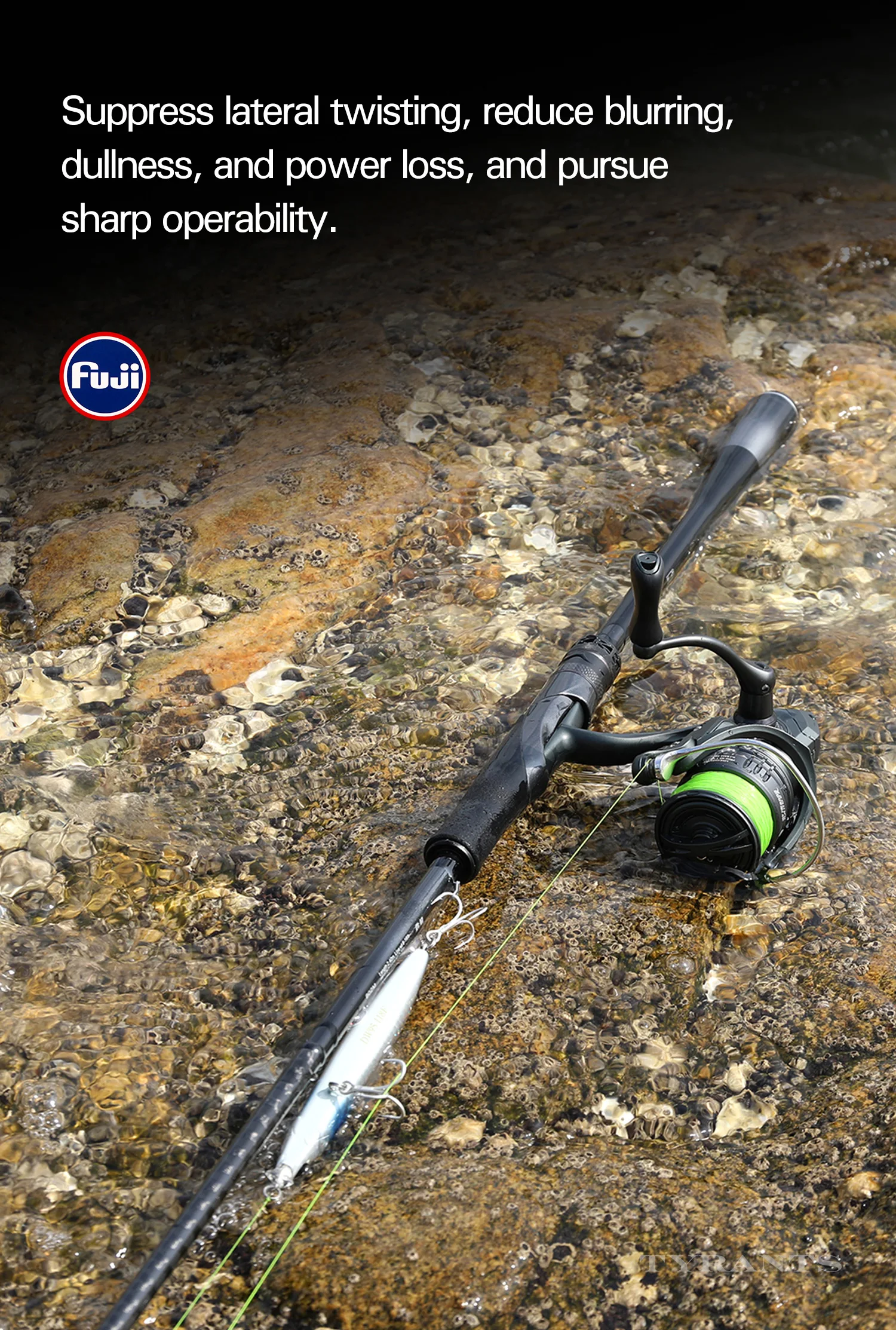 TSURINOYA Inshore Spinning Rod TYRANTS S802M S902M S962M S962MH 2 Section Carbon Fishing Rod High Strength Seabass Barracuda
