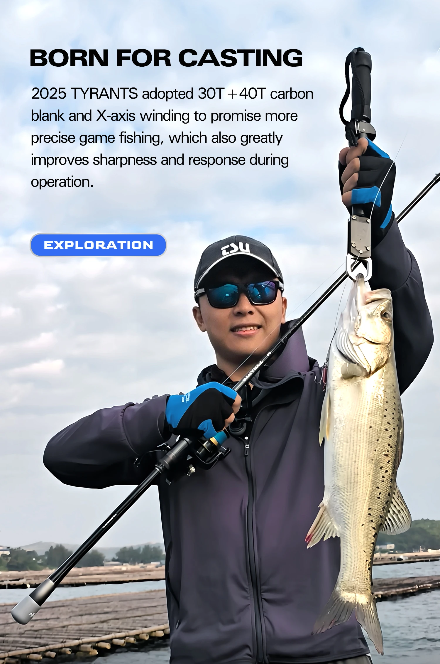 TSURINOYA Inshore Spinning Rod TYRANTS S802M S902M S962M S962MH 2 Section Carbon Fishing Rod High Strength Seabass Barracuda