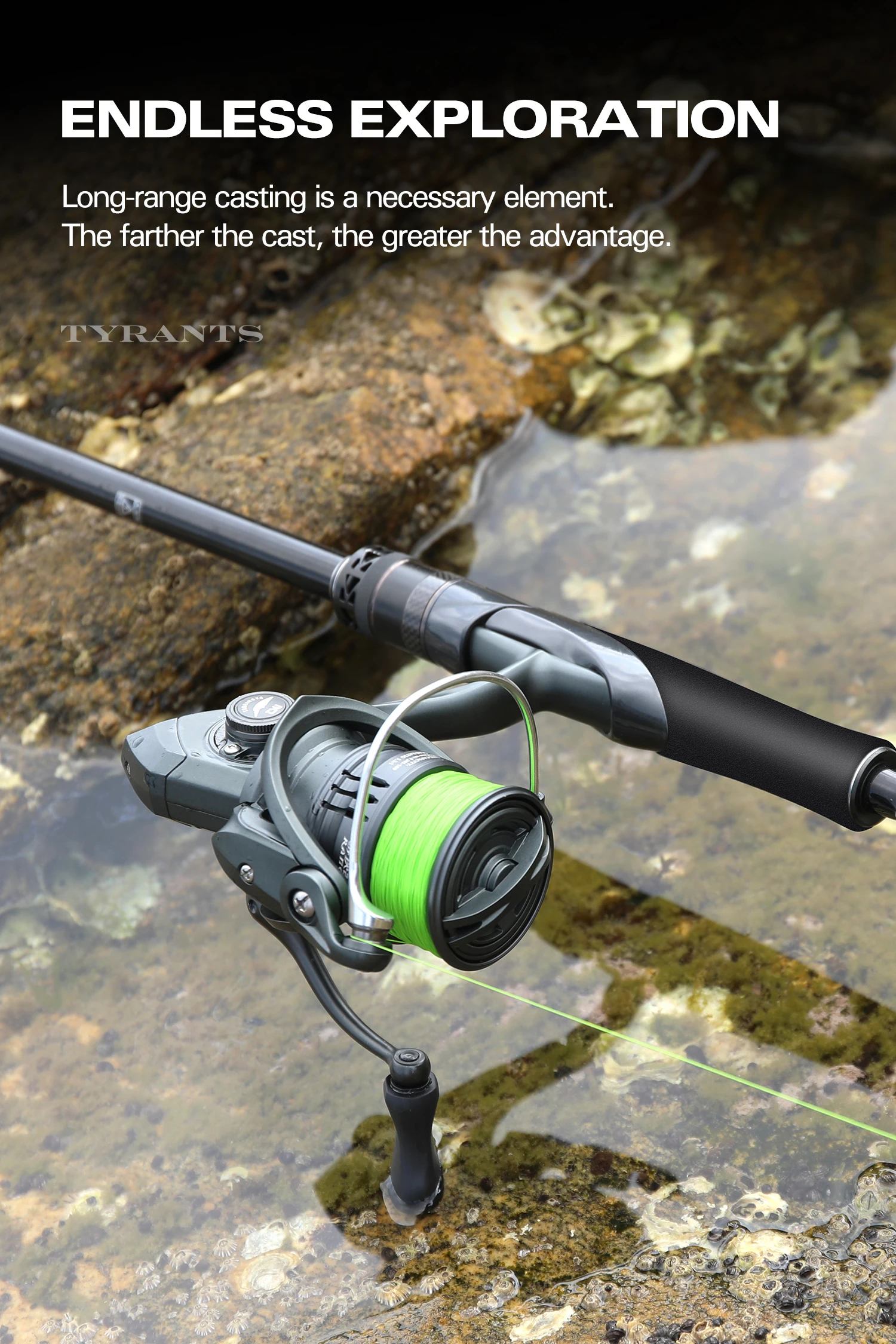TSURINOYA Inshore Spinning Rod TYRANTS S802M S902M S962M S962MH 2 Section Carbon Fishing Rod High Strength Seabass Barracuda
