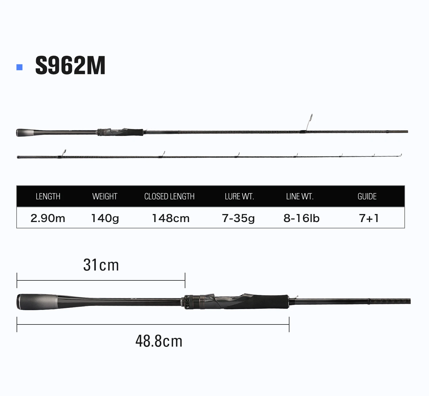 TSURINOYA Inshore Spinning Rod TYRANTS S802M S902M S962M S962MH 2 Section Carbon Fishing Rod High Strength Seabass Barracuda