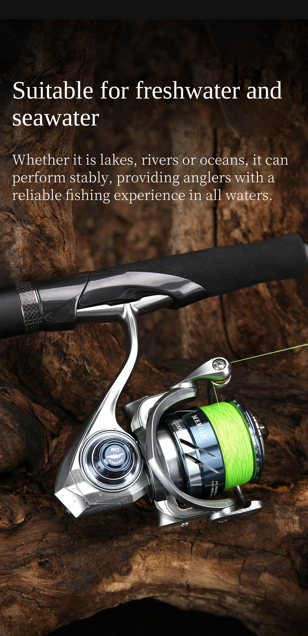 TSURINOYA METAL Spinning Fishing Reel MERLIN 1000 C2000S 165g baitcast reel  ULTRALIGHT &VERSATILE Saltwater Bass Pike Wheel