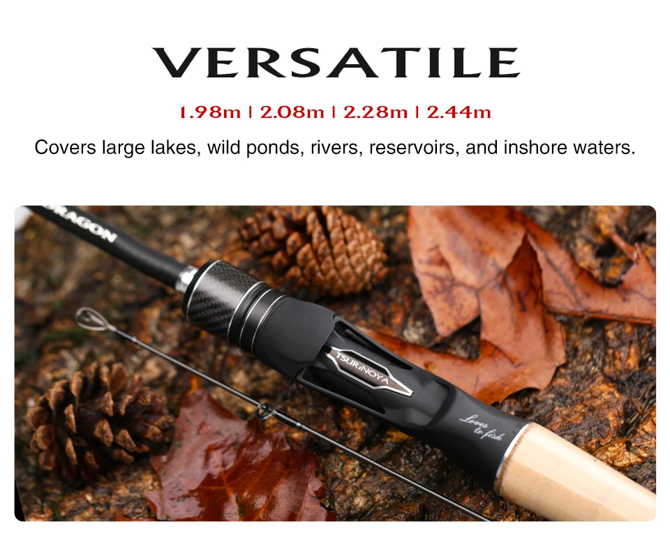 TSURINOYA DRAGON Fishing Rod 1.98m 2.08m L ML M Fast Action Spinning Casting Rod For Bass Pike FUJI Guide Carbon 2 Section Rod